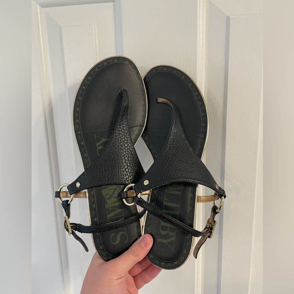 Black & Gold Sandals - Size 10